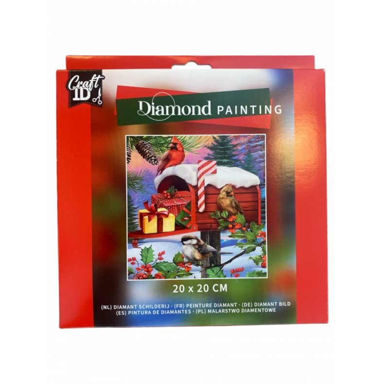 Diamond art - jul - postkasse med pakker 20x20cm