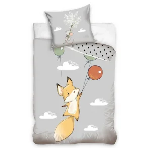 Rv med balloner sengetj - 140x200 cm - Hvalpe venner - 2 i 1 design