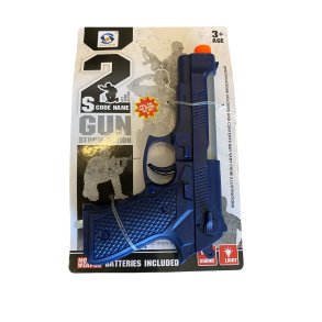 Pistol m/lys & Lyd, 17 cm,incl. Batterier